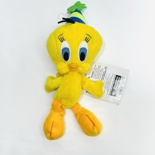 Tweetie Bird Bean Stuffed Plush Birthday Hat 9  Laying Warner Bros Store 1998