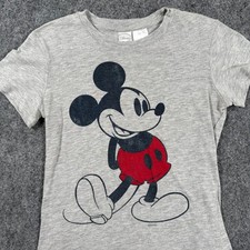 Disney Mickey Mouse Graphic T-Shirt Large 11/13 Gray Short Sleeve Girl Kids