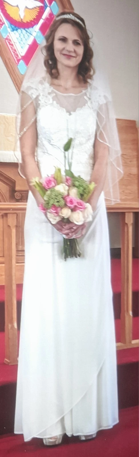 OFF WHITE Maxi abito bianco sporco matrimonio taglia 2 vestibilità. Marca: db studio