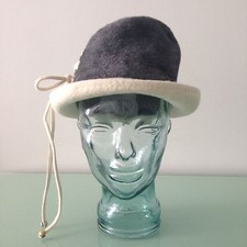 Vtg 30's Hat Cloche Gray/cream Gwenn Pennington Made In USA