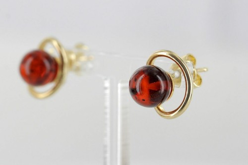 ITALIAN HANDMADE GERMAN AMBER STUD EARRINGS IN 9CT Solid GOLD GS0127 RRP£295!!! - Picture 3 of 6