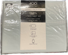 Amherst Combed Cotton Sateen 400-Thread Count 4-Pc. Sheet Set QUEEN Winter Sky