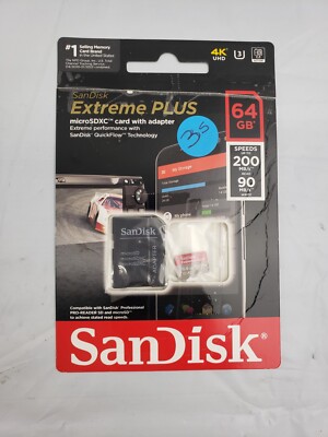 New SanDisk - Extreme PLUS 64GB 4K UHD MicroSDXC Memory Card with ...