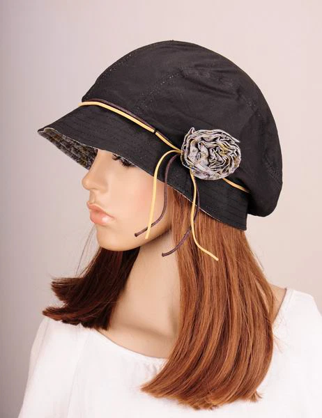 NM265 Negro Belleza Flor Algodón Sombrero Ala Redonda Gorra Cloche Verano Otoño Lindo Foto 3 de 4