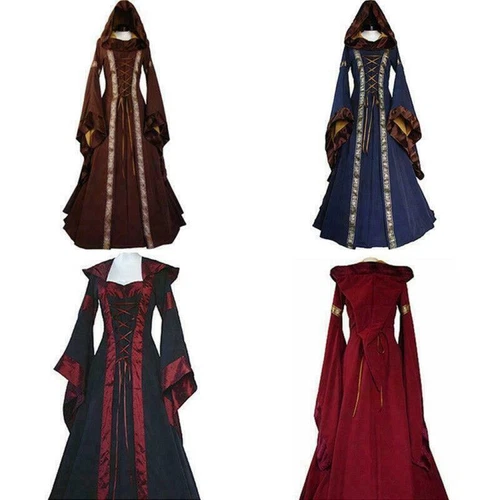 Retro Women's Hooded Victorian Renaissance Gothic Dress Medieval Dress Costume - Bild 4 von 9