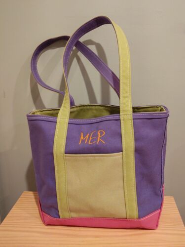 Vintage L. L. Bean Boat and Tote Purple, Pink & G… - image 1