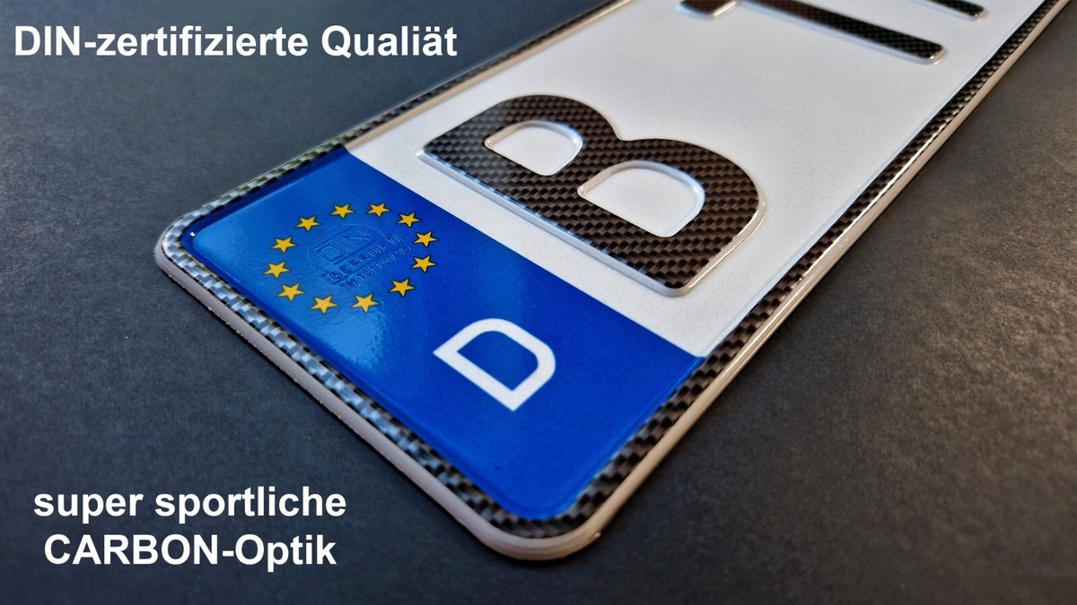 SchildEVO Carbon Kfz Kennzeichen - Amtliches Kurzkennzeichen 38cm