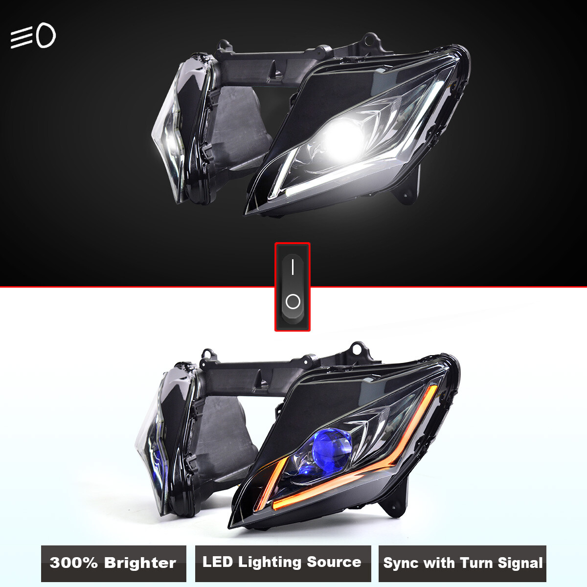 1X LED Motorcycle Headlight Assembly for Kawasaki Ninja ZX10R 2011 1X LED Motorcycle Headlight Assembly for Kawasaki Ninja ZX10R 2011