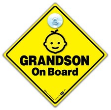 Grandson On Board Sign, Grandchild Car Sign, Baby on Board Sign For Grandson