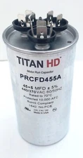 PRCFD455A, Titan HD Run Capacitor Round 45+5 Mfd 440-370V replaces 12288