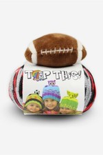 DMC Top This Football Knit Hat Kit - Yarn, Topper, Pattern in Red and Black