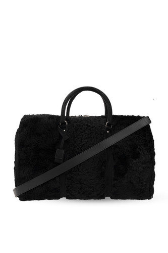 SAINT LAURENT Black Shearling Duffle Bag New & Authentic