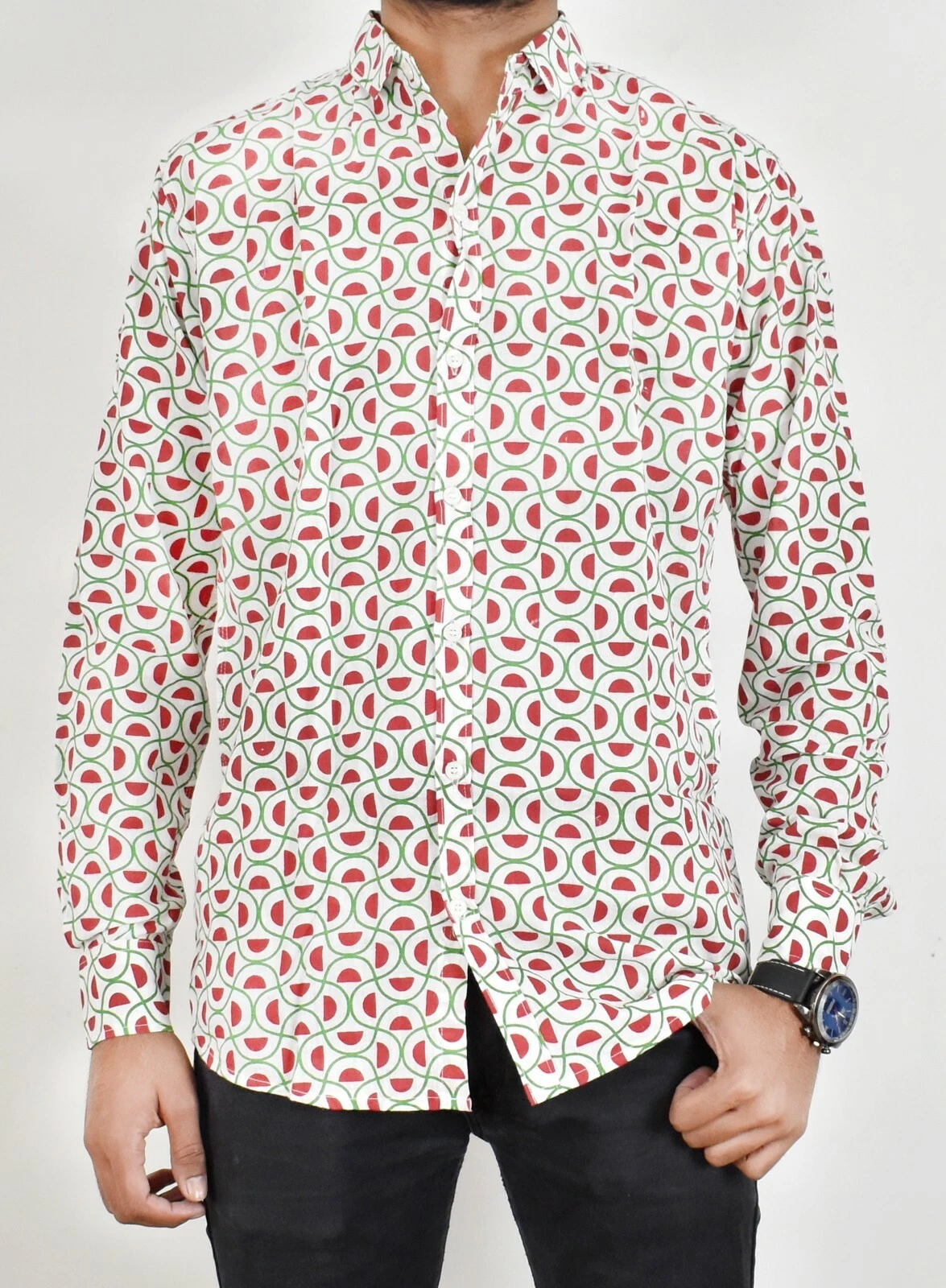 Indian Boy's Shirt Pate Wear Drees Floral Printed Shirt XL Size Cotton Shits AU