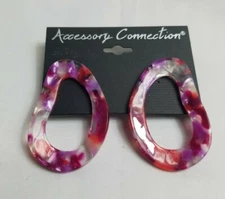 Accessory Connection Oval Pink Purple Candy Pierced Fashion Jewerly Earrings 