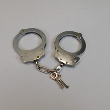 NIB Double Lock Stainless Steel Handcuffs Two Keys Personal Security Made China