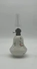 Miniature Antique Milk Glass Hand Painted Oil Lamp 9”