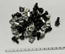 25 Pair Lot - M6 Cage Nuts and M6 X 16mm Black Screws w/nylon washers