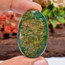 48 Ct. Natural Oval Green Aventurine Cabochon Gemstone Pendant Making 37X24X6 mm
