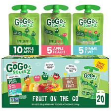Gogo Squeez Applesauce and Fruit Puree Variety Pack, Apple, Peach  Gimme Five ,