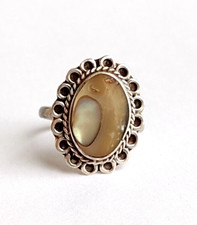  Beautiful Vintage MEXICO TAXCO Sterling Silver Oval Stone Ring - Size 4.5
