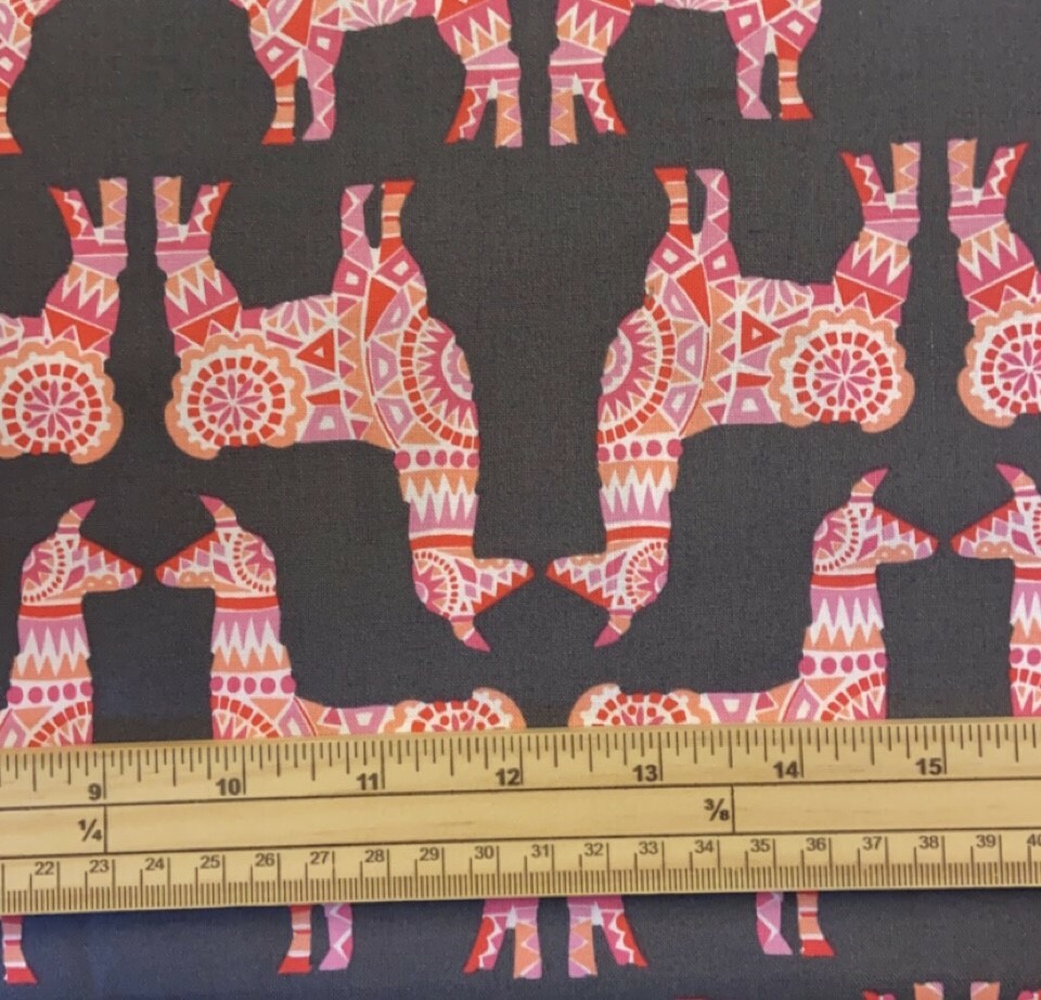 Fat Quarter Llama Rama Pink And Orange 100% Cotton Quilting Fabric