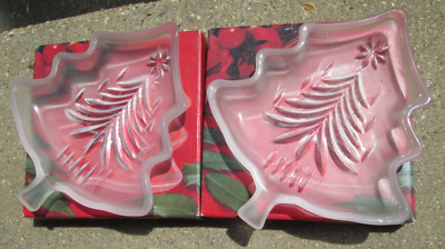 lot of 2 Mikasa Yuletide Tree Frost Sweet Dishes WY155/503 Original Boxes LN!
