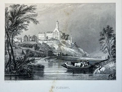 St. Florent Antik FRANCE Loire Stahlstich Picturesque Illustration Château RAR - Bild 1 von 3