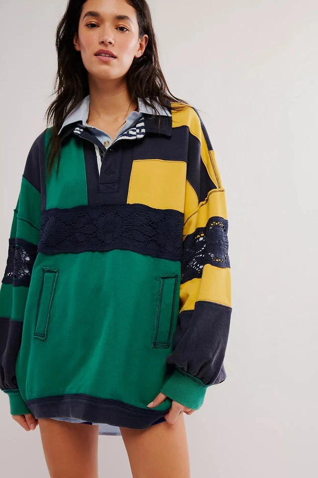 Пуловер поло Free People We The Free American Dream топ в полоску хлопок S 275928 - Изображение 2 из 4