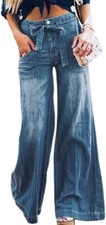 NWT Utcoco Casual LooseFit Palazzo Pants Wide Leg Hight Waist Denim Jeans Sz 16