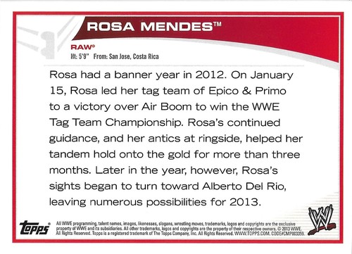 2013 Topps WWE Rosa Mendes Autograph - Picture 2 of 2