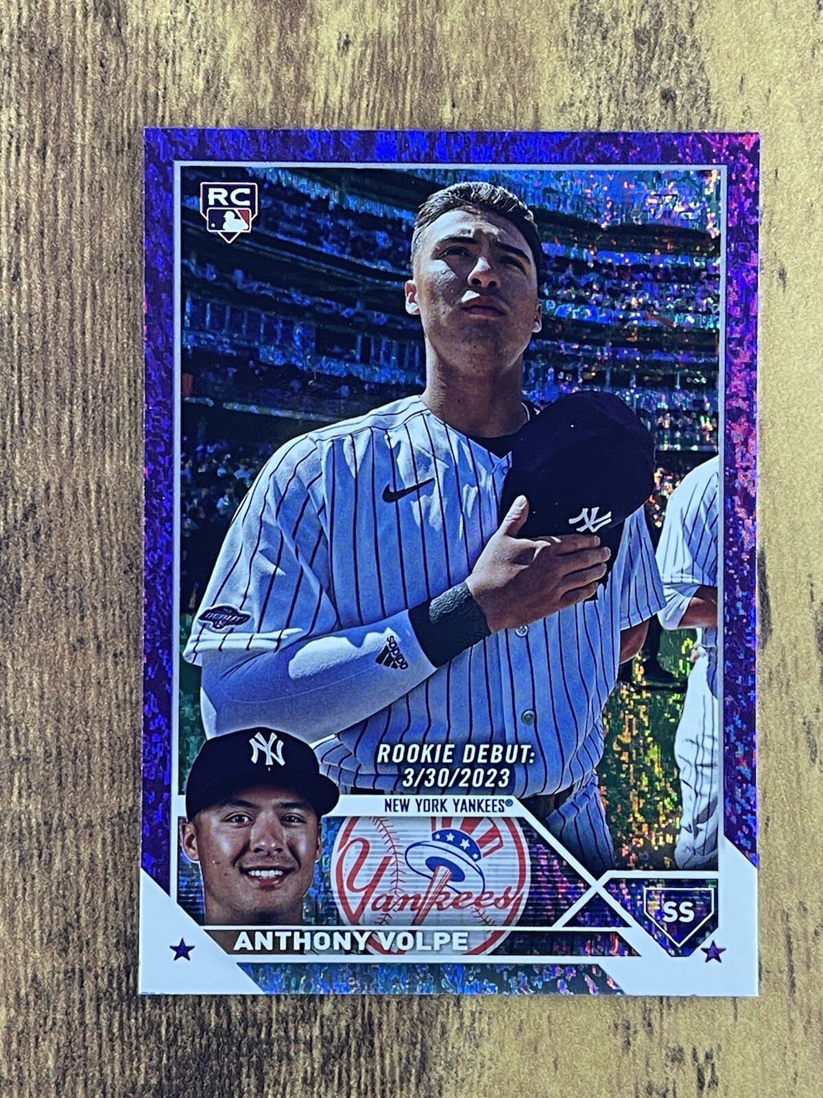 2023 TOPPS UPDATE #US77 ANTHONY VOLPE PURPLE FOIL ROOKIE CARD RC #10/799 YANKEES