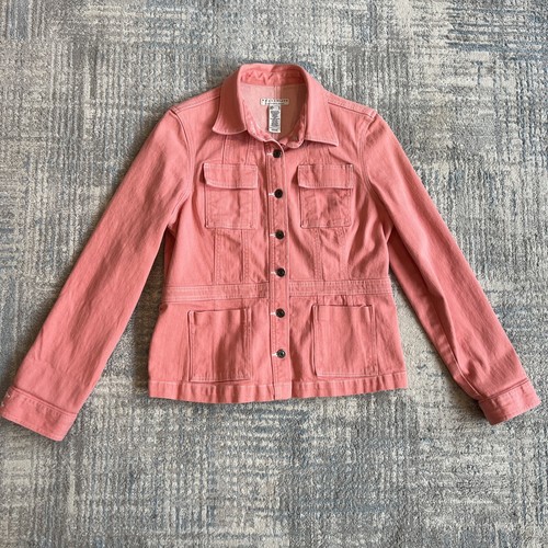 Crazy Horse Liz Claiborne Jacke Damen Large Distressed Pink Denim