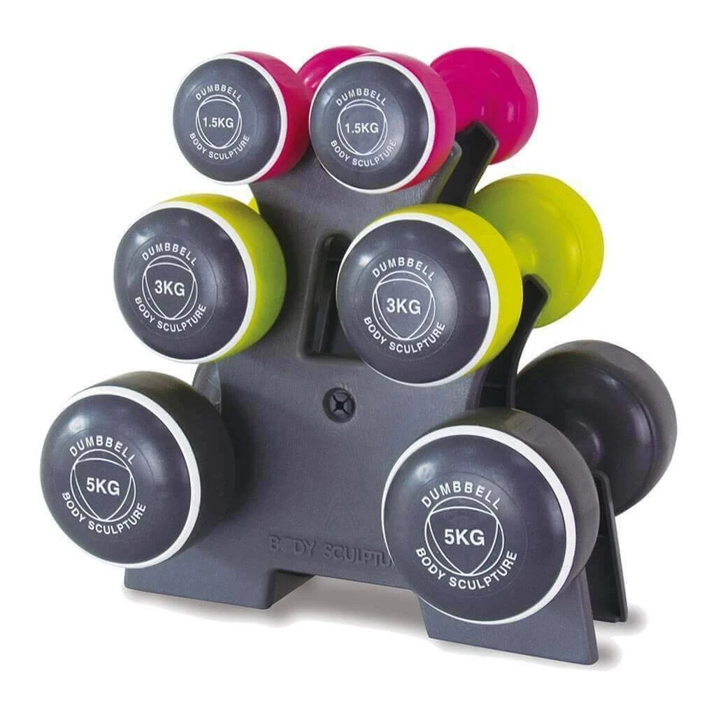 Body Sculpture Dumbbell Set Home Weight Lifting 1.5kg 3kg 5kg Pairs with Stand
Opens in a new window
