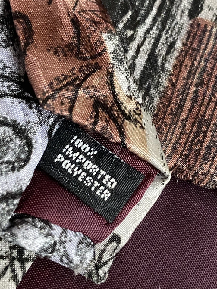 Corbata Bugle Boy Para Hombre Poliéster Plateada Marrón Paisley Grunge Abstracta Foto 4 de 4