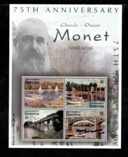 Dominica 2001 - Claude Monet Art - Sheet of 4 Stamps - Scott #2311 - MNH
