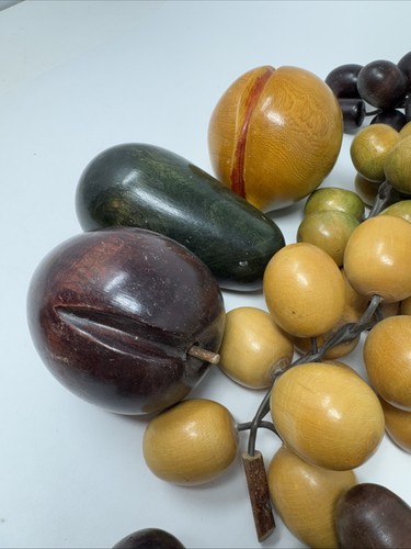 MCM Lote de Frutas de Madera Tallada Retro Pintada 8 Piezas Plátano Uvas Aguacate - Imagen 18 de 18