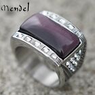Mendel Mens Lab-Created Purple Cats Eye Stone Ring Stainless Steel Size 7 8 9-15