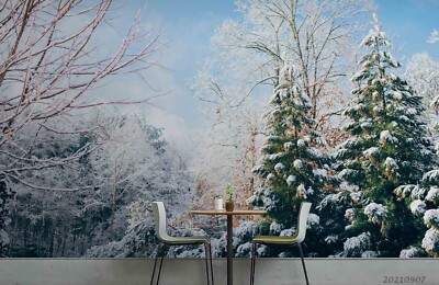 3D Forest Snow Winter Landscape Nature Wallpaper Wall Murals Removable Wallpaper