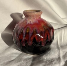Vietnamese Handmade Vase - Bat Trang Red Black Glazed Pottery 