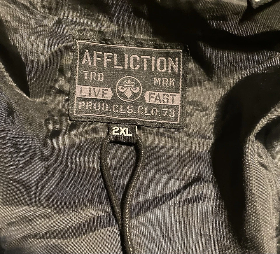 Affliction Live Fast American Customs California Faux Leather Jacket XXL - Image 3 of 4