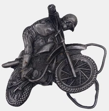 Vintage 1977 Motor Cross Belt Buckle Bergamot Brass Works Dirt Bike