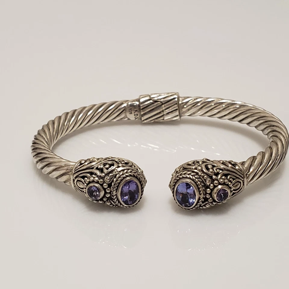 Brazalete Brazalete Torcido Sarda Bali Plata Esterlina Estrella Lavanda Topacio Místico 7" Foto 2 de 4