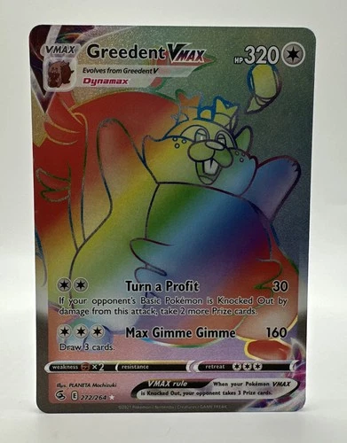 Greedent VMAX 272/264 Rainbow - Fusion Strike - Pokemon TCG, NM