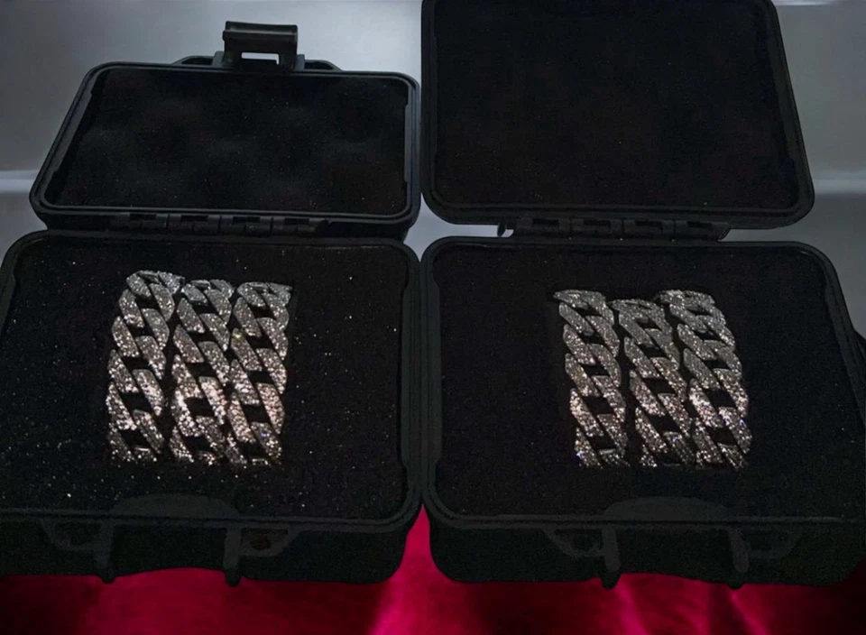 ICED OUT КУБИНСКИЙ ССЫЛКА ОЖЕРЕЛЬЕ | СЕРЕБРЯНАЯ ОТДЕЛКА | 22» МУЖСКОЙ ХИП-ХОП ЦЕПОЧКА КАПЕЛЬНЫЙ - Изображение 2 из 2