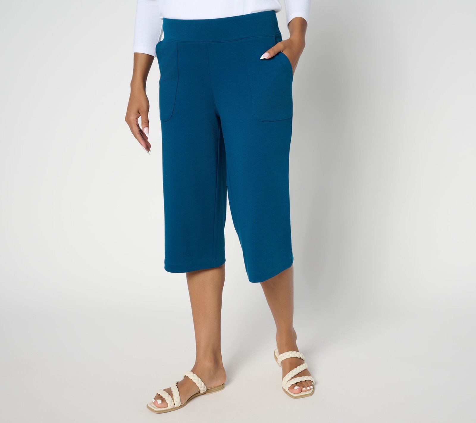 Isaac Mizrahi Live! Women's Petite Pants PL Essentials Pima Flex Blue A694174