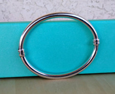 925 Sterling Silver Thailand Hollow Hinged Bangle Bracelet 6mm 14g 7.75" Fit