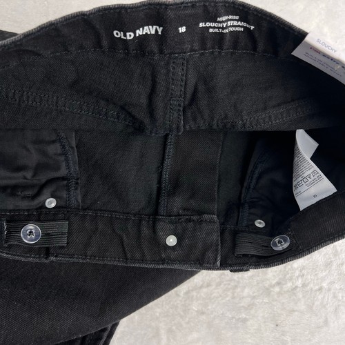 Old Navy Girls size 18 Slouchy Straight Leg High Rise Black Denim Jeans NWT - Picture 5 of 8