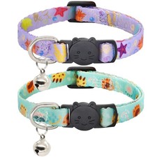 Cat Collar, 2 Pack Breakaway Collar with Bells, Safety Buckle Kitten Collars for