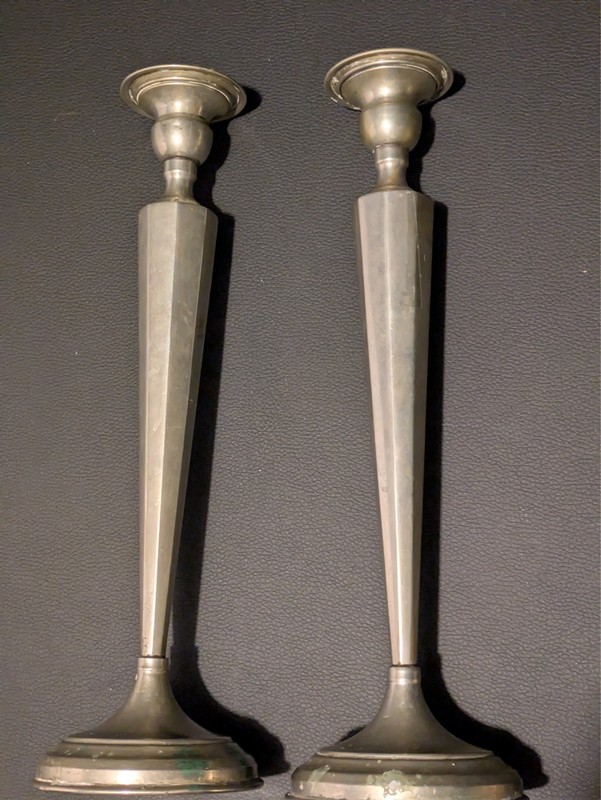 Pair of Vintage Silver Plated Candlesticks Weighted Candle Holders 12"