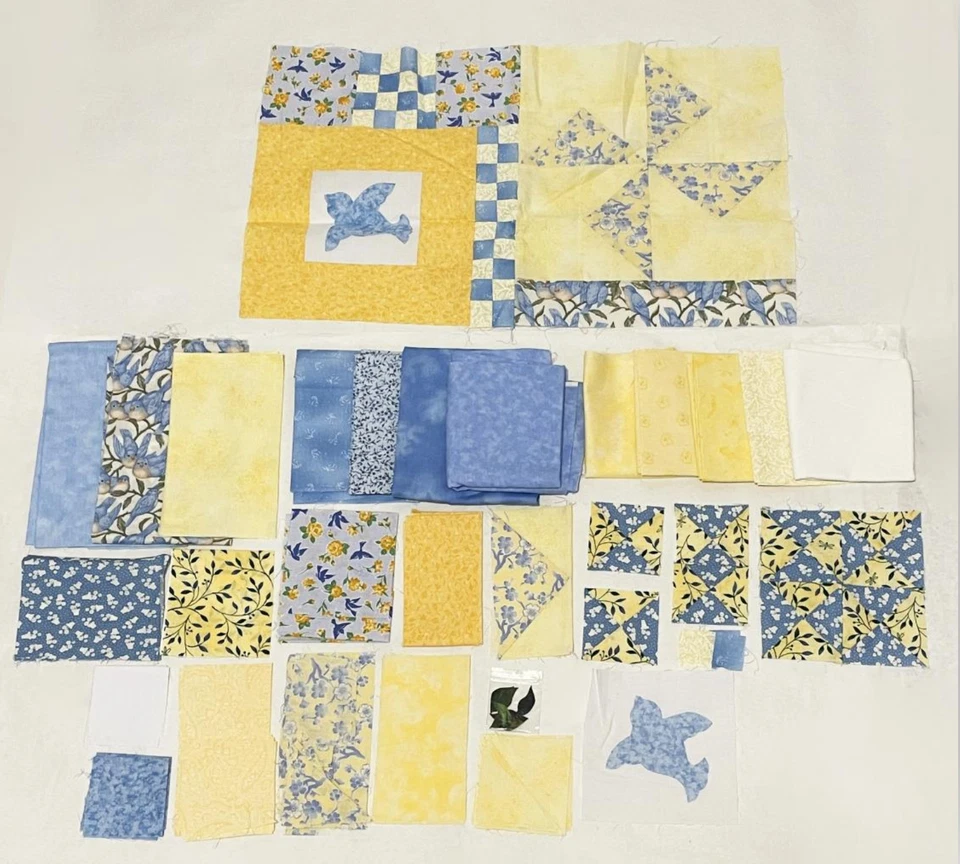 Edredón parcialmente completado con telas de moda de diseño de madera táctil Sweet Baby Blues Foto 4 de 4